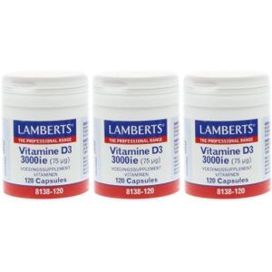 Lamberts Vitamine D3 3000ie (75mcg) 120 capsules 8138-120 Trio-pak Voordeel  3x 120 capsules