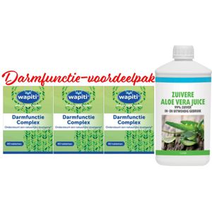Wapiti Darmfunctie voordeelpak, 3x Darmfunctie 60 tabletten + 1x Gezonderwinkelen Aloe Vera Juice 1 liter
