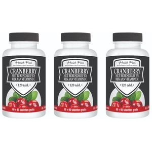 Health Food Cranberry met Berendruif en Vitamine C voordeelpak  3x 120 tabletten ( = 360 tabletten)