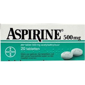 Aspirine Acetylsalicylzuur 500mg  20 tabletten