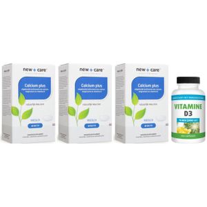 New Care Calcium Plus 3-pak 3x 60 tabletten & Gratis Gezonderwinkelen Vitamine D3 75mcg 200 capsules