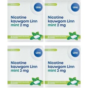 Linn Nicotine Kauwgom 2mg Mint 4-pak  (4x 204 stuks in blisterverpakking)