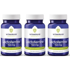 Vitakruid Lactoferrine 150 mg minimaal 95% puur + C 3-pak  (3 X 60 Vegetarische capsules = 180 capsules)