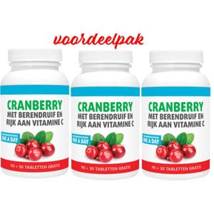 Gezonderwinkelen Premium Cranberry met D-Mannose 90+30 tabletten Trio-pak  (3x 90+30 tabletten = 360 tabletten!)