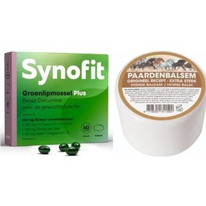 Synofit Groenlipmossel Plus (Premium) 60 softgelcapsules &  Gratis Paardenbalsem Spier- & Gewrichtsbalsem 200ml