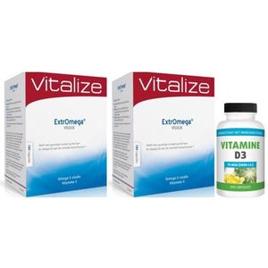 Vitalize ExtrOmega Visolie 2x180 capsules met gratis Gezonderwinkelen Vitamine D3 75mcg 200 capsules