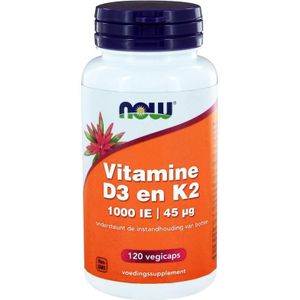 NOW Vitamine D3 1000IE & Vitamine K2  120 Vegetarische capsules