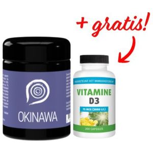 The Health Factory Okinawa Mineralen poeder 50 gram + Gratis Gezonderwinkele Vitamine D3 75mcg 200 capsules