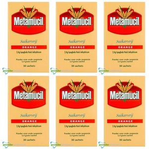 Metamucil Orange Suikervrij 6-pak  (6x 30 sachets á 3,4 gram = 180 sachets)