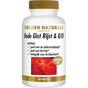 Golden Naturals Rode Gist Rijst & Q10  360 veganistische tabletten