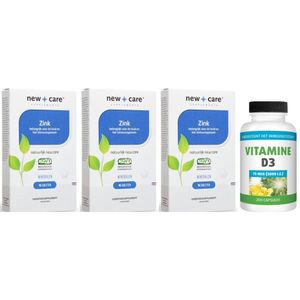 New Care Zink 90 tabletten 3-pak + gratis Gezonderwinkelen Vitamine D 75mcg 200 capsules t.w.v. 29,95