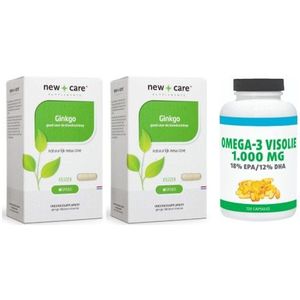 New Care Ginkgo (Biloba) duo-pak 2x 60 capsules + gratis Gezonderwinkelen Visolie 120 capsules