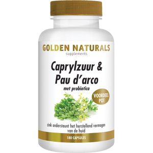 Golden Naturals Caprylzuur & Pau d&#039;arco met probiotica  180 vegetarische capsules