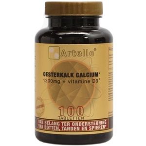 Artelle Oesterkalk 1200mg, calcium + vitamine D3  100 tabletten