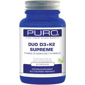 PURO Duo Vitamine D3+K2 Supreme (Vitamine D3 samen met Vitamine K2)  30 capsules