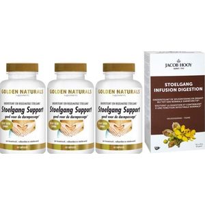 Golden Naturals Stoelgang Support Trio + Gratis Hooy Stoelgang Thee 50 zakjes t.w.v. 5,49  3x 60 capsules
