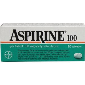 Aspirine Acetylsalicylzuur 100mg  20 tabletten