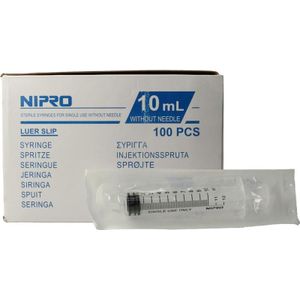 Nipro Injectiespuit luer 10ml 3-delig  100 Stuks