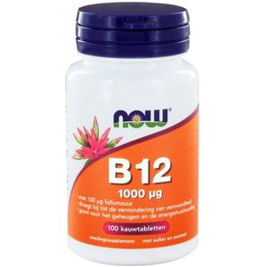 NOW Vitamine B12 1000 mcg en Foliumzuur 100 mcg  100 kauwtabletten