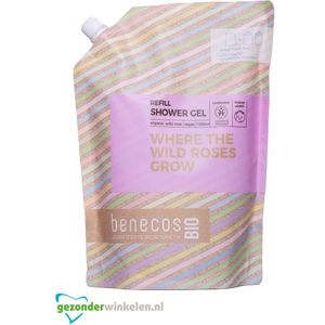 Benecos bio douchegel organic wild rose where the wild roses grow refill-bag  1LT