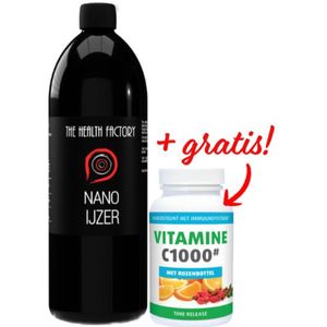 The Health Factory Nano IJzer / Colloidaal IJzer 500ml + Gratis Gezonderwinkelen Vitamine C 1.000mg 60 tabletten