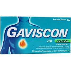 Gaviscon Pepermunt 250  16 tabletten