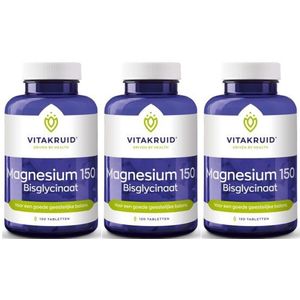 Vitakruid Magnesium 150 Bisglycinaat Trio-pak  3x 180 tabletten (= 540 tabletten)