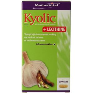 Mannavital Kyolic Knoflook + Lecithine 200 capsules (alternatief voor andere merk Kyolic welke nu uit de handel is, het is zelfde samenstelling!)