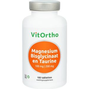Vitortho Magnesium bisglycinaat 100 mg en taurine 200 mg  100 tabletten
