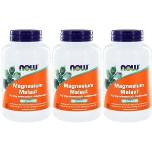 NOW Magnesium malaat 115 mg trio-pal 3x 180 tabletten