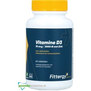 Fittergy Vitamine D3 75 mcg met zink  60 tabletten