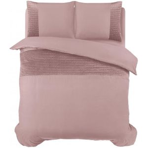 Dekbedovertrek Velvet Band - Eenpersoons (140x220 cm) - Roze Microvezel - Dessin: Effen - Sleeptime