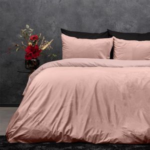 Dekbedovertrek Velvet Uni - Eenpersoons (140x220 cm) - Roze Polyether - Dessin: Effen - Sleeptime - Dekbed-Discounter.nl