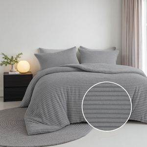 Fresh and Co - Dekbedovertrek Teddy Rib - Blauw/ Groen/ Grijs/ Roze/ Creme/ Antraciet - Microvezel - Dessin: Strepen