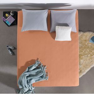 Hoeslaken Dubbel Stretch - Pastel Oranje - 140x200 cm - Oranje - Home Care