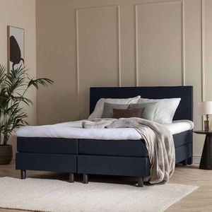 1-Persoons Boxspring Julia Comfort - Zwart/ Blauw/ Groen/ Grijs/ Antraciet/ Beige 90x210 cm - Pocketvering - Inclusief Topper - Dekbed-Discounter.nl
