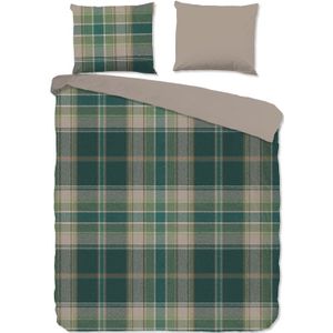 Dekbedovertrek Katoen-Flanel - Dirkje - Lits-Jumeaux XL (260x200 Cm) - Meerkleurig & Groen Flanel Katoen - Strepen - Good Morning - Dekbed-Discounter.nl