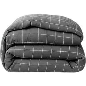 1+1 Gratis Wasbaar Easy Dekbed Zonder Overtrek - Zonder Overtrek - Squares - Grijs - Dekbed-Discounter.nl