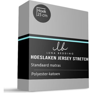 Hoeslaken - Jersey Stretch - Grijs - 90x200 cm - Grijs - Luna Bedding - Dekbed-Discounter.nl