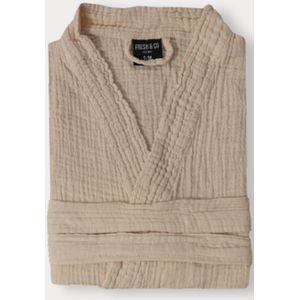 Badjas Mousseline Katoen - Beige - Dekbed-Discounter.nl