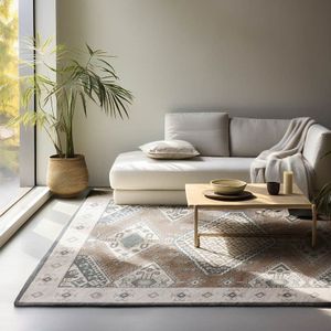 Vloerkleed Bohemian Lakan - Crème maat: 170x120cm - materiaal: Polypropyleen - Dekbed-Discounter.nl