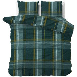 Dekbedovertrek Zion - Lits-Jumeaux (240x220 Cm) - Groen Polyester-katoen - Ruiten - Sleeptime Elegance - Dekbed-Discounter.nl