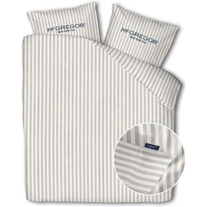 Dekbedovertrek McGregor - Katoen - Taupe - Lits-Jumeaux (240x240 Cm) - Taupe & Wit Katoen - Strepen & Hotel Luxe - McGregor - Dekbed-Discounter.nl