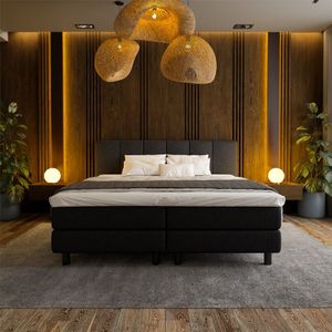 2-Persoons Boxspring Hotel - Wide - Zwart 140x200 cm - Pocketvering - Inclusief Topper - Dekbed-Discounter.nl