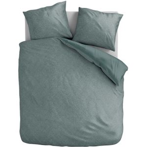 Dekbedovertrek Stonewash - Groen - Eenpersoons (140x200 Cm) - Groen Microvezel - - Fresh And Co - Dekbed-Discounter.nl
