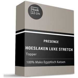 Topper Hoeslaken - Mako Jersey Katoen - 160x200cm - Taupe - Presence - Dekbed-Discounter.nl