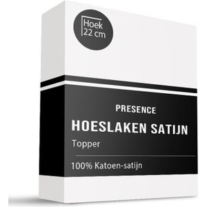 Topper - Hoeslaken - Katoen Satijn - Wit - 90x200cm - Presence