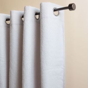 Gordijnen Bouclé - Haken of Ringen - Antraciet maat: 250 x 300 cm - materiaal: Microvezel - Dekbed-Discounter.nl