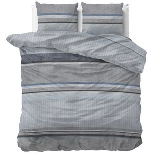 Dekbedovertrek Tados - Tweepersoons (200x200 Cm) - Grijs Microvezel - Strepen - Sleeptime - Dekbed-Discounter.nl