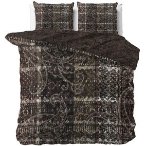 Dekbedovertrek Katoen-Satijn - Melania - Tweepersoons (200x200 Cm) - Bruin & Meerkleurig Katoen-satijn - Kunst - Manilla - Dekbed-Discounter.nl